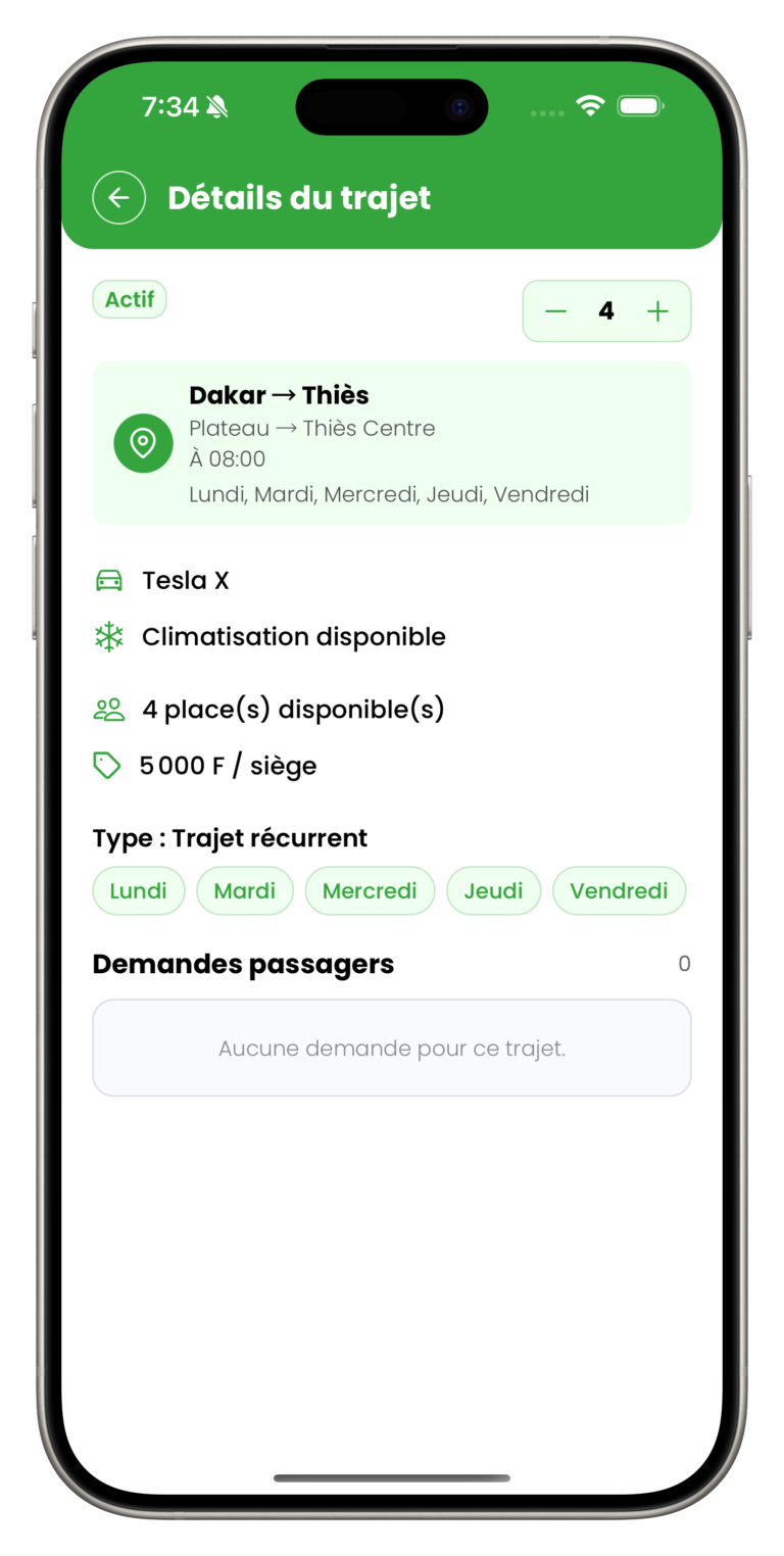 Gestion d’un trajet conducteur dans Ovolan